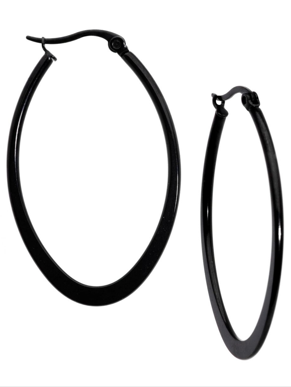 40mm Black Tone PVD Stainless Steel Oval Hoop Earrings